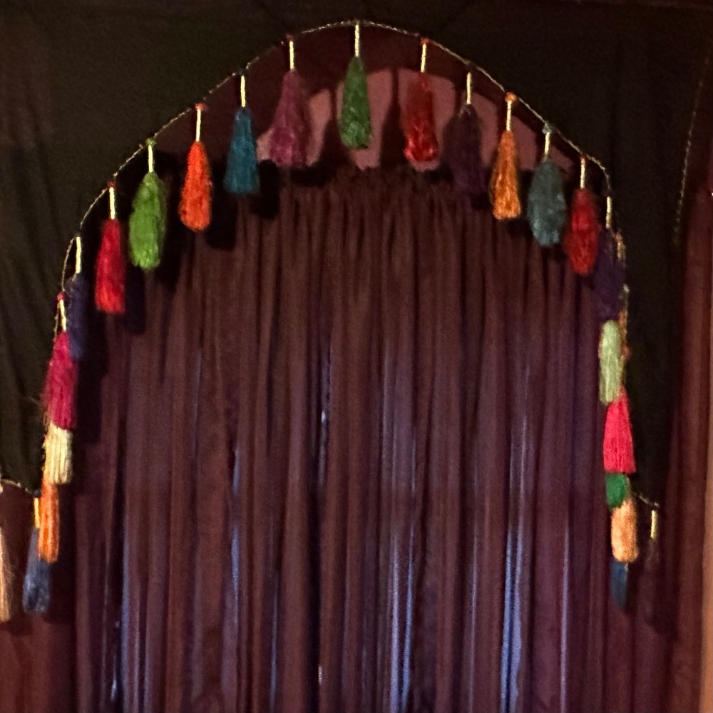 Vintage Moroccan sik fringed valance